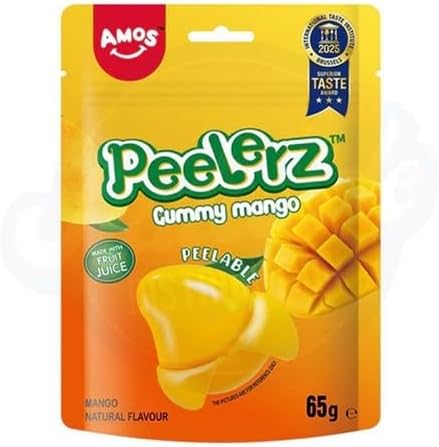 Amoss Peelerz Peelable Gummy Fruits Natural Flavoured Sweets Candy Resealable 65g (Mango)
