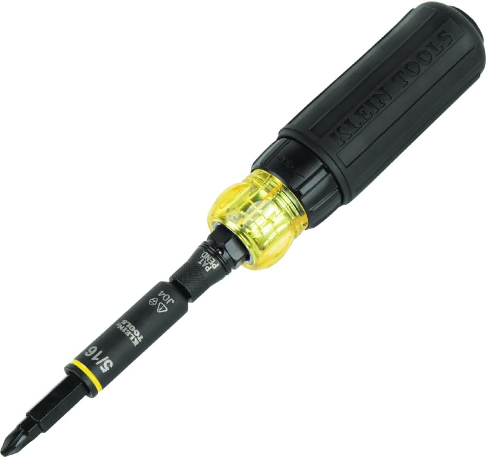 Klein Tools 32500HDRT KNECT Ratcheting Screwdriver, Multi-Bit Screwdriver / Nut Driver, Impact Rated 11-in-1 Tool with Phillips, Slotted, Square and Torx Tips
