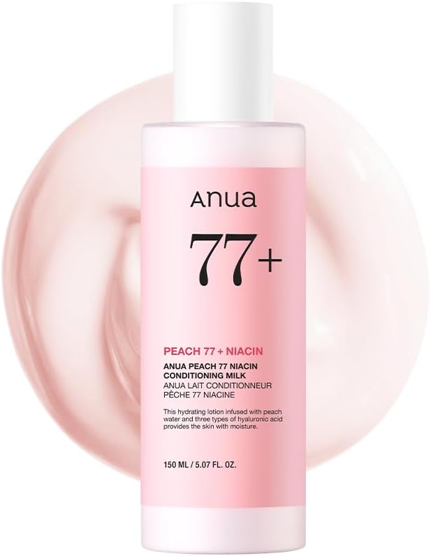 ANUA Peach Niacin Conditioning Milk Lotion, Face Moisturizer with Vitamin B12, Ceramide, Panthenol, Hyaluronic Acid, Lightweight, Korean Skin Care for Glass Skin, 150ml/5.07 fl.oz.