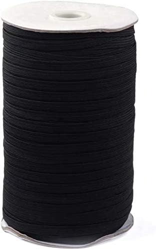 Braided Elastic Band(Black, 180m Length, 3mm Width), Elastic Rope/Elastic Cord Heavy Stretch High Elasticity Knit Elastic Band for Sewing Crafts DIY, Bedspread, Cuff