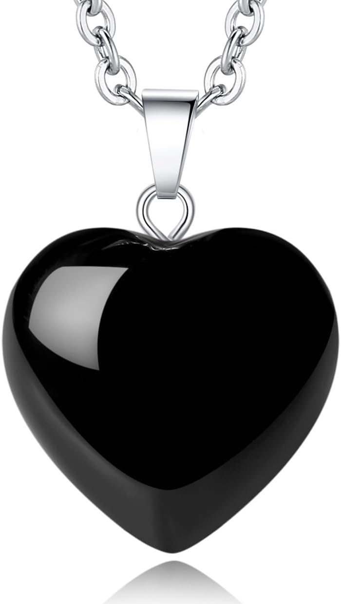 XIANNVXI Heart Necklaces for Women Crystal Heart Pendant Necklaces Gemstone Pendant with Silver Chain,Ladies Necklace Mum Necklace Jewellery for Women