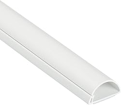 D-Line 15.7in TV Cord Hider, Patented Half Round Cable Cover, Hide Wall Mount TV Wires, Hinged One-Piece Cable Concealer, Adhesive, Decorative Raceway - 1.18in W x 0.59in H x 15.7in L - White