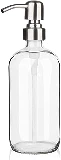 ARKTEK Glass Soap Dispenser - Clear Dish for Kitchen, Refillable Liquid Hand with Rust Proof Stainless Steel Pump Bathroom, Countertop (17 Ounce/ 500 ML)