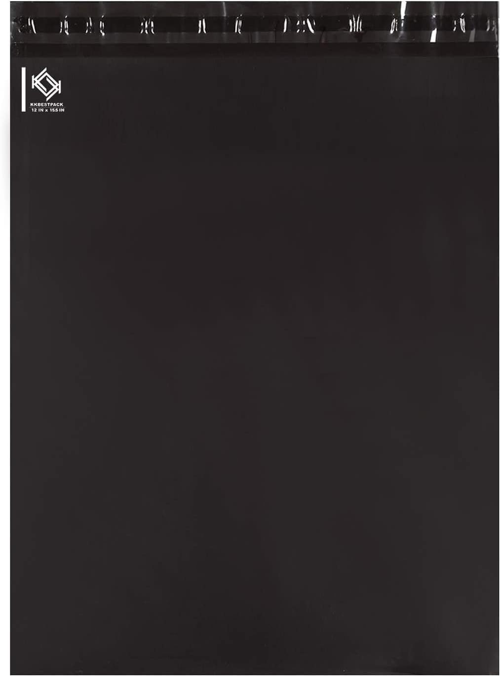 KKBESTPACK 100 Pcs 12x15.5 Poly Mailer Envelopes Shipping Bags Self Adhesive Waterproof Bags (Black), 12 x 15.5