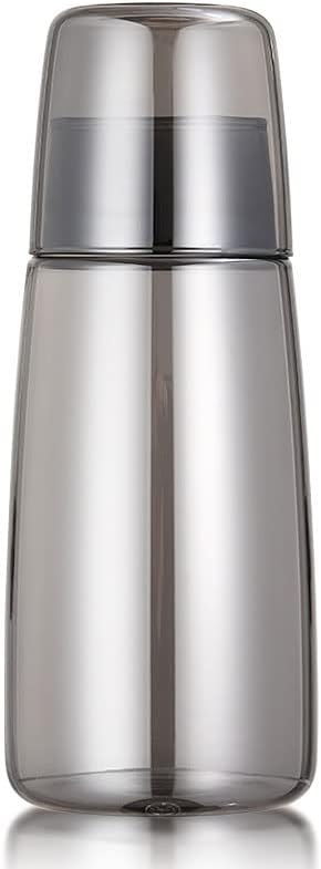 Joyfulmap Bedside Water Carafe Set,25oz/750ml Bedside Carafe Water Cups with Glass, Clear Minimalist Nightstand Carafe for Bedroom,Guest Room,Cold Drink, Mouthwash Dispenser,Bathroom,Kitchen(Grey)