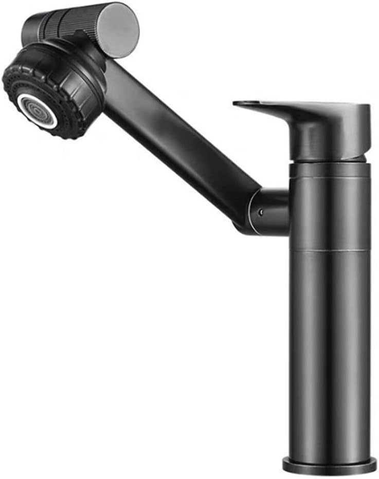 KOKSI Bathroom Sink Tap Mixer, Multifunctional 360 Degree Rotatable Basin Tap Faucet with 2 Modes Aeration (Black)