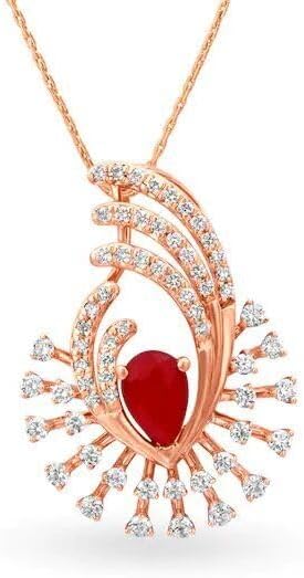 22K/18K Real Certified Fine Rose Gold Glamorous CZ Womens Pendant