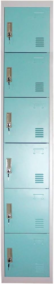 Panana Metal Storage Lockers Work Office Cupboard Lockable Filing Storage Unit School Staff Gym Changing Room Six Doors (Blue, 6 Door)