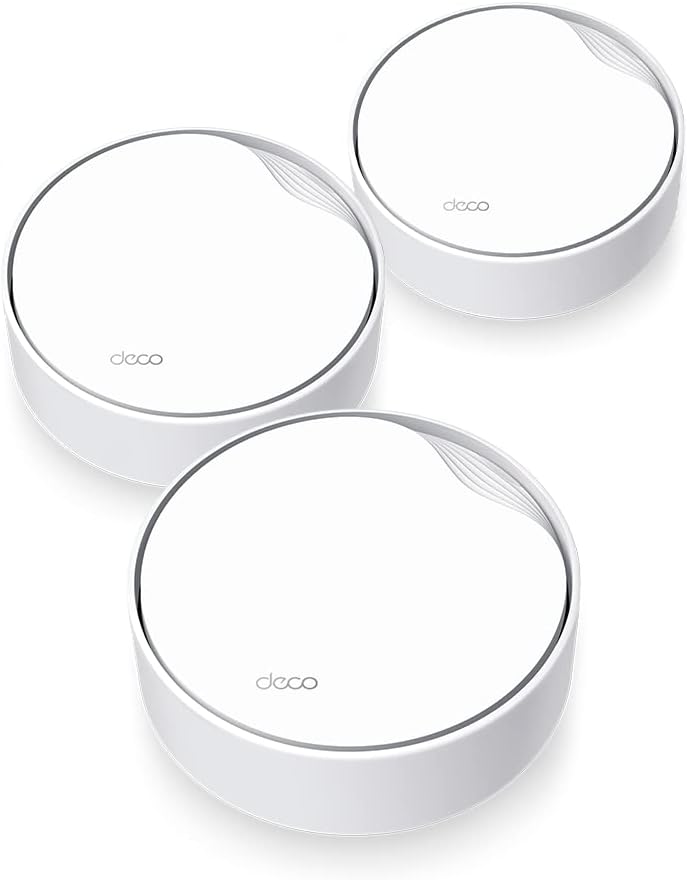 TP-Link Deco X50-PoE Wi-Fi 6 Mesh WLAN Set (3 Pack), AX3000 Dual-Band Router & Repeater (Supports PoE and DC Power Supply, 2.5 Gbps Port, Range up to 600 m², WPA3, Ideal for Large Homes) White