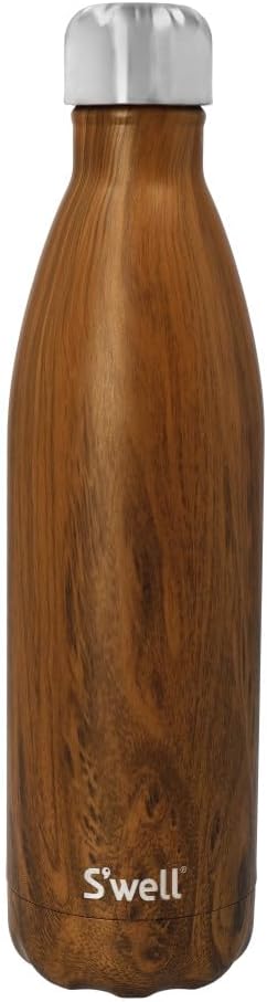 S'well Stainless Steel Reusable Water Bottle, 750ml, Teakwood, Triple-Insulated and Leak-Proof Drinking Bottle for Hot and Cold Beverages up to 48h Cold/24h Hot, Brown
