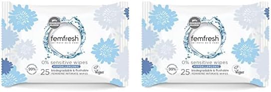 Femfresh Intimate Skincare 0% Sensitive Hypoallergenic Wipes, Pack of 50