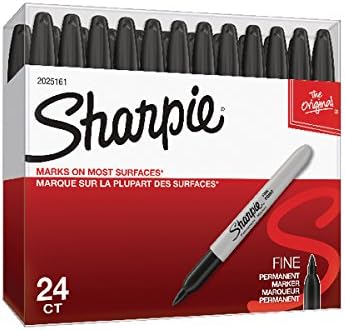 Permanent Marker, Fine Tip, Black, Pack of 24