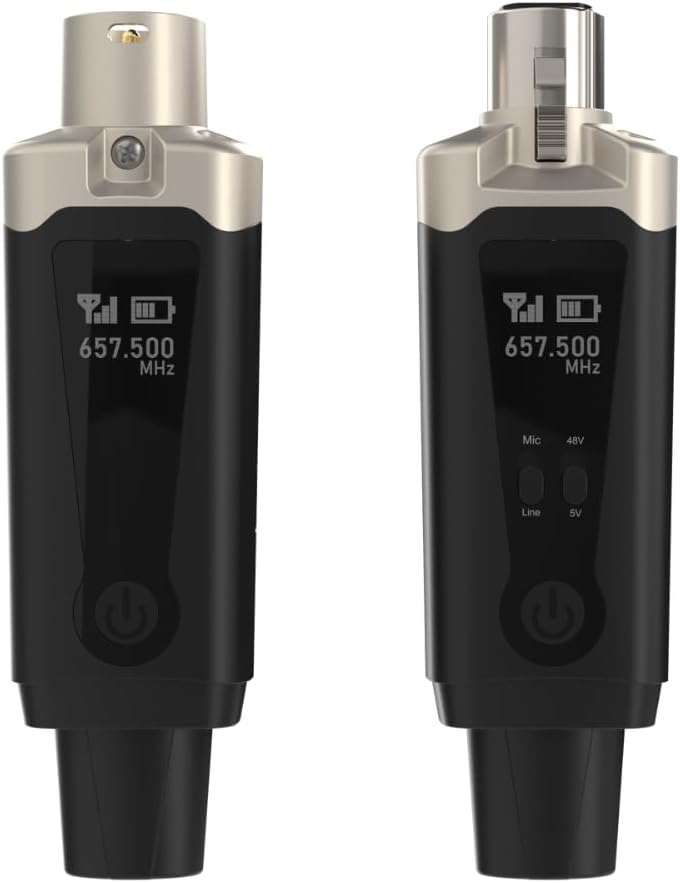 AirSync - Multifunctional UHF Wireless XLR Transmitter and Receiver, Wireless Microphone Adapter for Dynamic & Condenser Mics with 8-Hours Battery, Low Latency, Rechargeable, PA System, 150ft Range