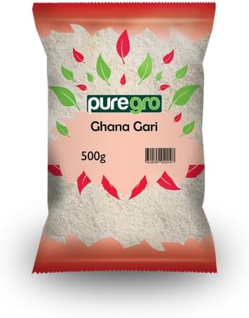 Puregro Ghana Gari 500g | PACK OF 1 | Yoo ke Garri | Cassava Flakes | Premium Quality | White Ghari.