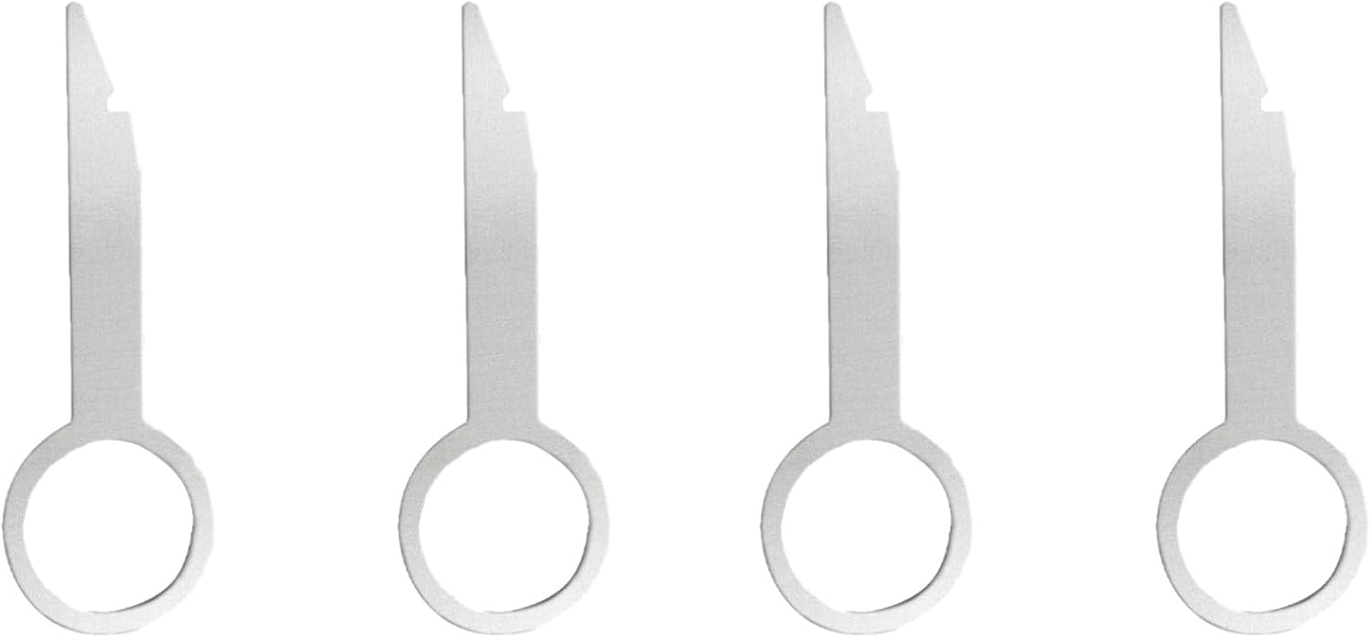 JZK 4Pcs Car Radio Removal Tool Key, DIN Release Keys Set, Car Radio Release Key Extraction Unloading Tool, for Focus, Fiesta, Audi, VolksWagen, Mercedes Benz, BMW, Bora, Golf, Jetta, Ford, Citroen