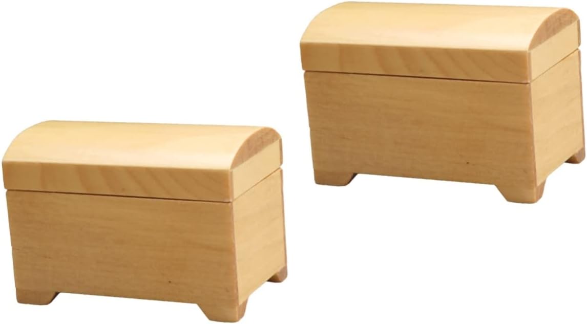 Zerodeko 2pcs Mini House Wooden Treasure Box Model Scale Dollhouse Furniture Accessory Natural Design for Creative Play and Imagination Boys and Girls Rooms