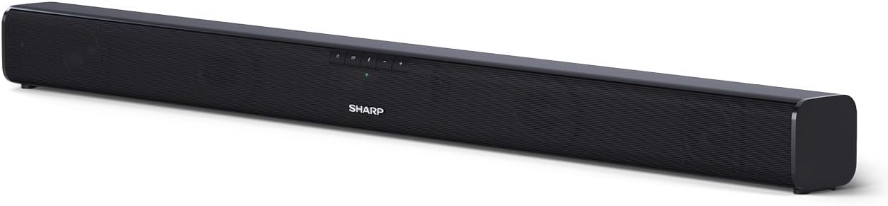 SHARP HT-SB110 2.0 Soundbar, 90W Slim Wireless Bluetooth Soundbar for TV and Device Streaming with HDMI ARC/CEC, Digital Optical-In, Aux and Remote Control, Wall Mount or Table Top Sound Bar - Black