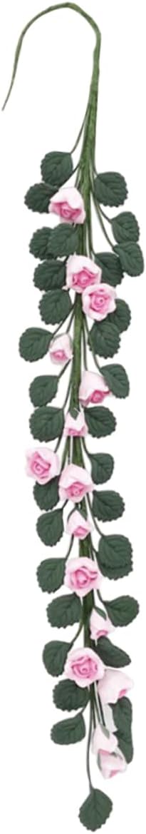 Healifty Miniature Resin Rose Bouquet Swing Decoration Pink Artificial Flowers for Dollhouse Garden Scene Home Decor Wedding Table Setting Craft