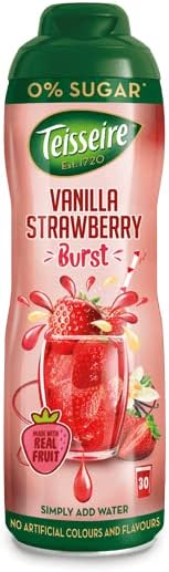 Teisseire Strawberry & Vanilla Drink Syrup 0% - 600 ml - Syrup that tastes just like the fruit