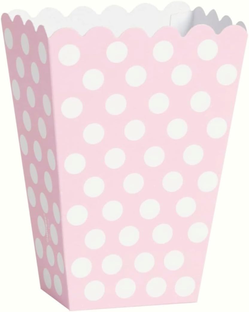 Lovely Pink Dots Paper Treat Boxes (14cm Tall) Pack of 8 - Elegant Party Favor Containers for Sweets & Gifts