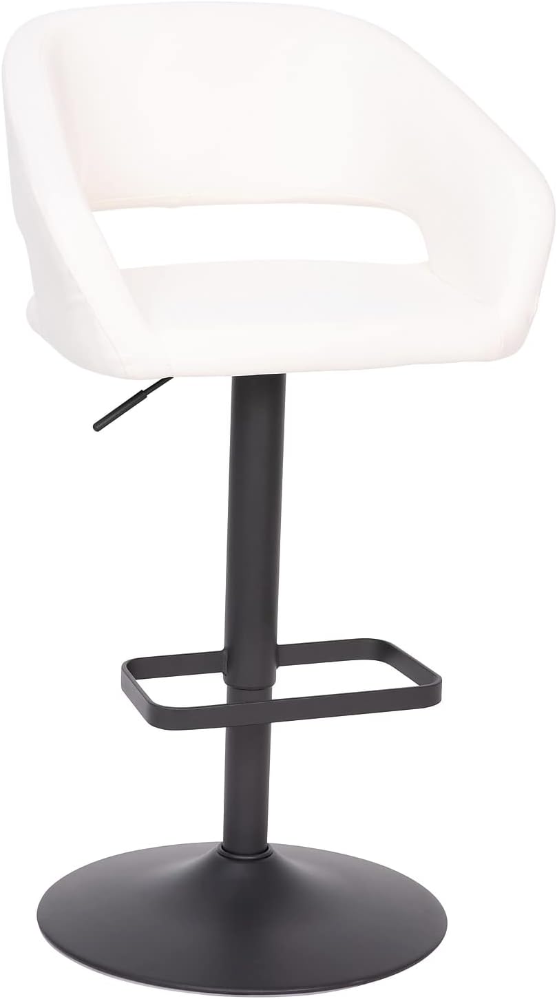 Flash Furniture Erik Comfortable & Stylish Contemporary Barstool with Rounded Mid-Back and Foot Rest, Adjustable Height - White Vinyl with Chrome Base