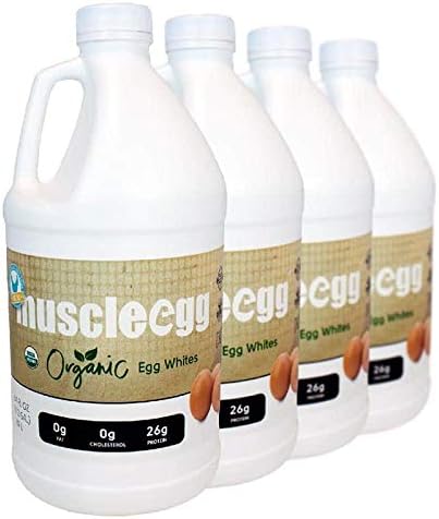 4 Half-Gallons Plain Organic MuscleEgg Liquid Egg Whites