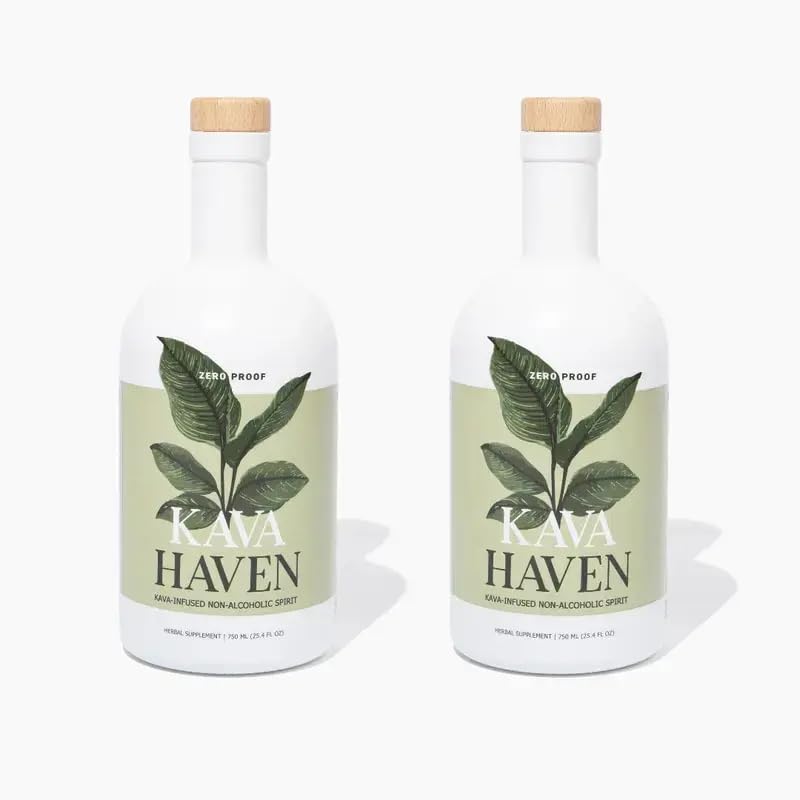 Kava Haven Non Alcoholic Spirit Kava Kava Drink | Non Alcohol Alternative Spirit for Mixed Drink Recipes | Low Calorie | All Natural | - Lemon Ginger Flavor (Pack of 2)