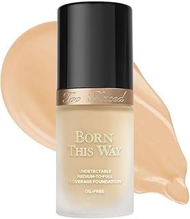 Too Faced Born This Way Natural Finish Longwear Liquid Foundation | Medium-To-Full Coverage | Hydrating + Oil Free, 1.01 fl. oz.