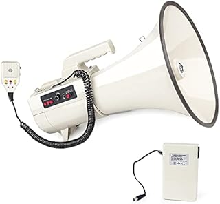Heavy Duty 75W Professional Megaphone Bullhorn Speaker with Built-in Microphone-Rechargeable Battery&Portable Strap-Siren -USB/SD/AUX Input-Ideal for Football, Baseball,Coaches