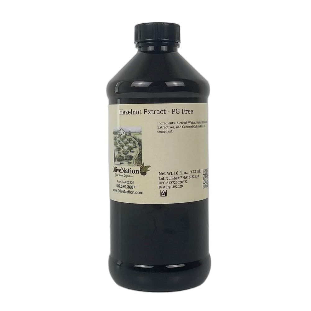 Olivenation Hazelnut Extract | Rich Nutty Flavor | Perfect for Cakes, Cookies, Ice Cream | PG Free, Non-GMO, Gluten Free, Kosher & Vegan | 16 ounces