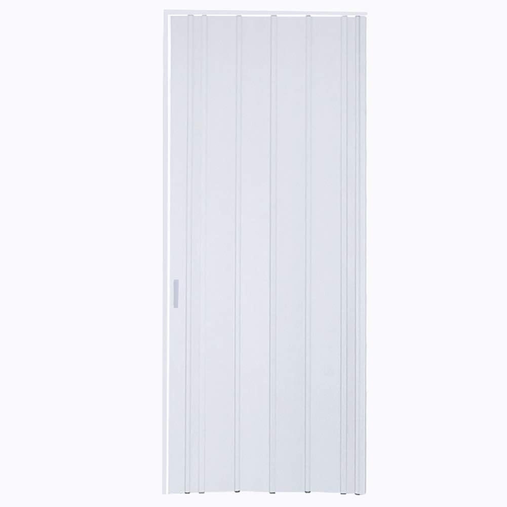 INMOZATA PVC Folding Door Internal Doors Sliding Plastic Concertina Door (White, Thickness 10mm)