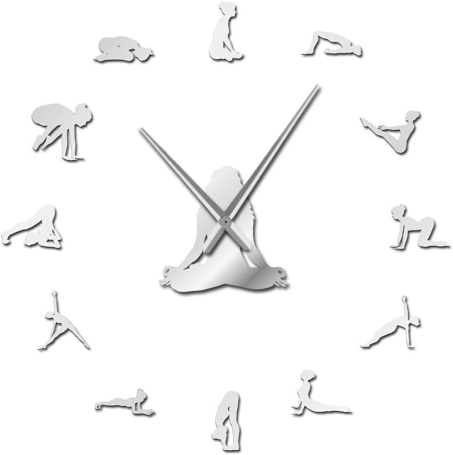 Yoga Poses DIY Giant Wall Clock Find Your Balance Meditation Wall Art Home Dcor Modern Large Wall Clock Watch Mindfulness Gift