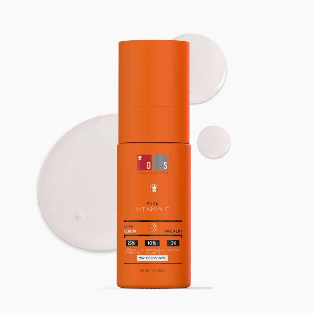 DS Labs 35% Vitamin C Face Serum - Brightening & Hydrating Anti-Aging Formula with Vitamin E & Squalane, Supports Smoother, More Even-Looking Skin, Paraben-Free, Vegan, With Nanosome Technology, 30mL