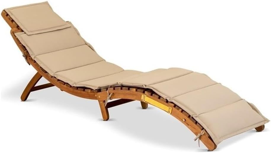 East West Furniture BHNU1NA Helena Patio Chair Lounge - Outdoor Acacia Wood Sunlounger Chair for Poolside, Deck, Lawn, 72x22x25 Inch, Natural Oil