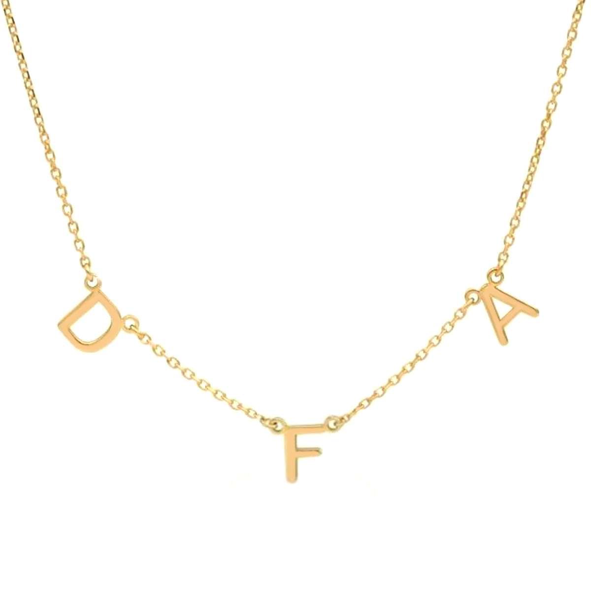 Dainty Initial Letter 14k Solid Gold Custom Letter Necklace, Minimal Letters Necklace, Gold Personalize Letters Necklace, Multiple 1 2 3 4 5 Letters Necklace, Dangling Letters Bridesmaid Gift,
