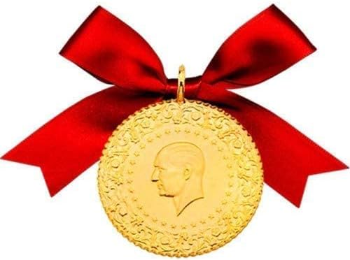 22k Solid Gold Gold Coin, Quarter Half Full Coin Options, Authentic Gold Coin Necklace Gift For Baby New Born New Mom Kids, Turkish Traditional Coin of Ataturk Gift For Wedding Engagement Birthday