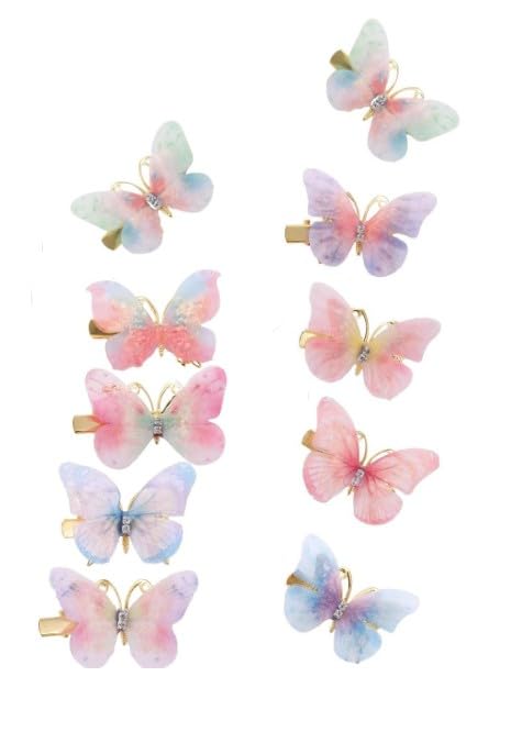 10Pcs Small Hair Clips with Rhinestones for Teens Women Y2K Glitter Hair Jaw Clips Butterfly Clips Cute Hair Clips Headwear Gift for Wedding,Beauty and Personal Care,Barrettes