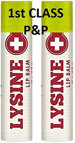 P.R. Lysine Lip Balm 2 Tube Saver Pack 0.15 OZ (4g) Fast Dispatch - Soothing, Moisturizing