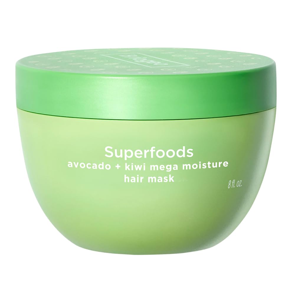Briogeo Superfoods Avocado + Kiwi Mega Moisture Mask, Protein-Free, Deep Hydration, Enhance Shine, Moisturizing Mask for Dry Hair, Lock In Moisture, Vegan, Cruelty-Free, 8 fl oz