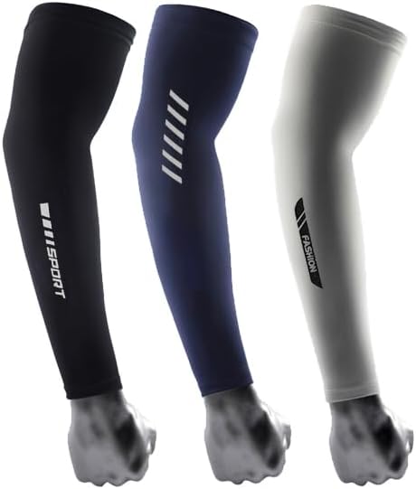3 Pairs UV Sun Protection Arm Sleeves for Men Women - Compression Sun Sleeves Sports for Outdoor