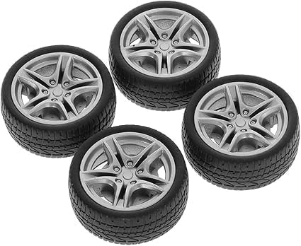 4 Pcs Black Tires, Simulation Rubber Wheel Tire Wheel Toy Model DIY RC Spare Parts Easy Installation Small in Size,Tire Wheel Sets,Remote and App Controlled Vehicles and Parts,Wheels Tires (48mm)