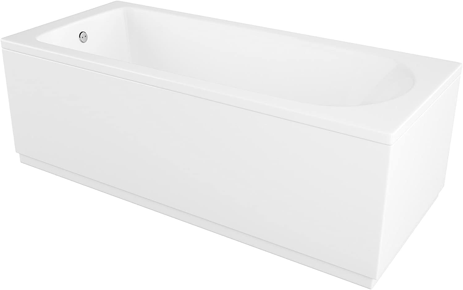 IBathUK Bathroom White Gloss Bath Single Ended Straight Acrylic Bathtub with Adjustable Feet - 1700 x 700mm