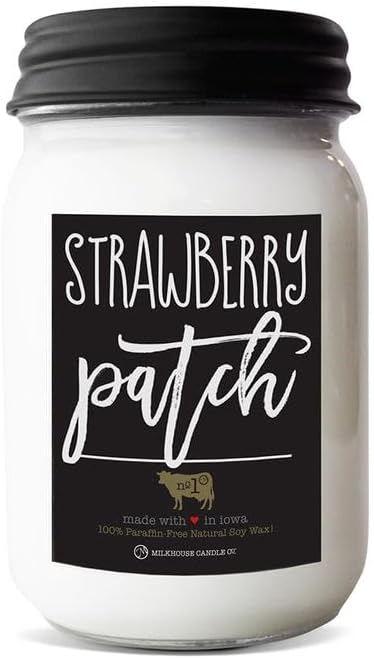 Milkhouse Candle Company, Strawberry Patch, Farmhouse Collection, Scented Soy Candle, Mason Jar Candle, 13 Ounce