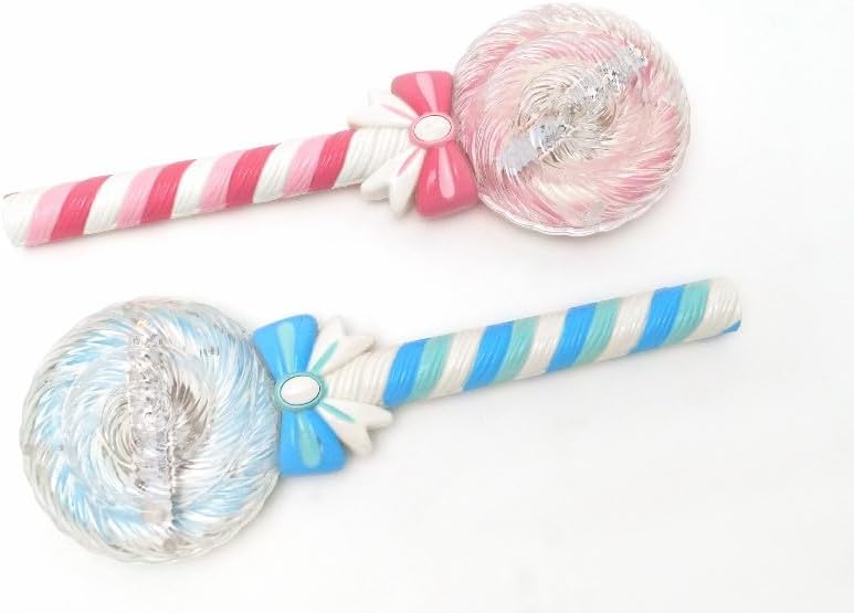 Kidzkandy Light Up Spinning Lollipop Wand, 12 Inch Music LED Princess Wand for Kids with Batteries Included, Great Gift Idea for Boys and Girls, Fun Pretend Play Prop, Carnival Prize x 2