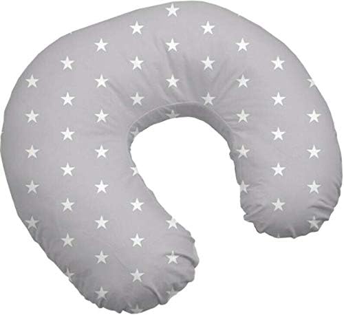 Baby Breast Feeding Pillow Nursing Pregnancy Baby Sitting Support - Grey With Small White Stars