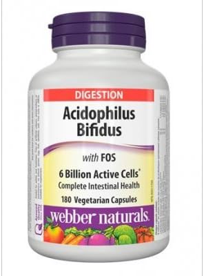 Webber Naturals Acidophilus with Bifidus & FOS, 180 caps