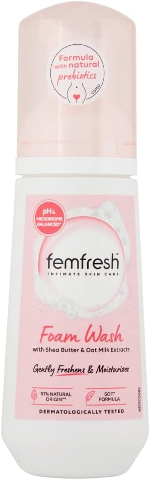 Femfresh Moisturisation & Comfort Daily Intimate Foam Wash – Gentle Feminine Hygiene Shower Foam with Shea Butter & Oat Milk Extracts – pH Balanced, Soap Free – 150ml
