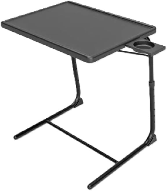 Portable Table Adjustable Folding Table, Lounge, Bedroom Furniture, Living, Tv, Multi Function With Cup Holder Bedside Livingroom Camper Van Camping Caravan Handy Black
