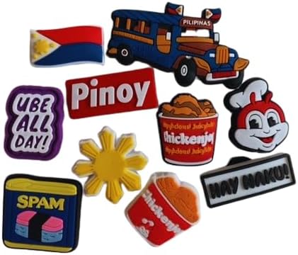 Filipino Shoe Charms 10PCS Country Shoe Charms Compatible Decorations for Croc Outdoors Women Men Birthday Party Favors Gifts