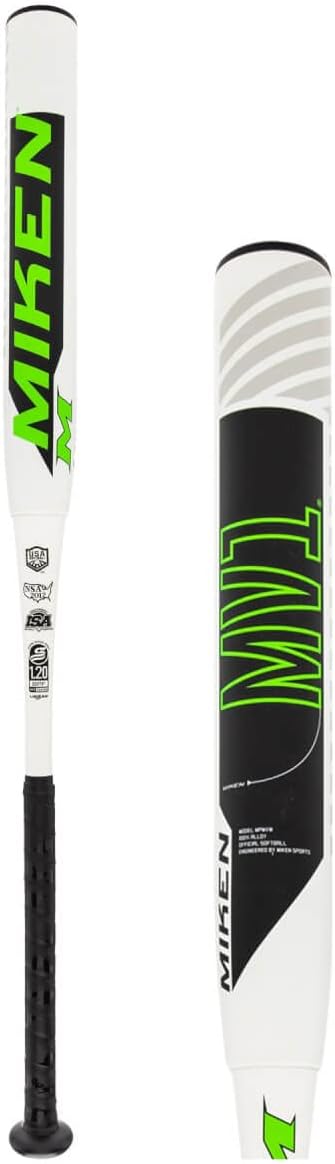 Miken MV-1 13"" Maxload Dual Stamp 240 Slow Pitch Softball Bat: MPMV, White